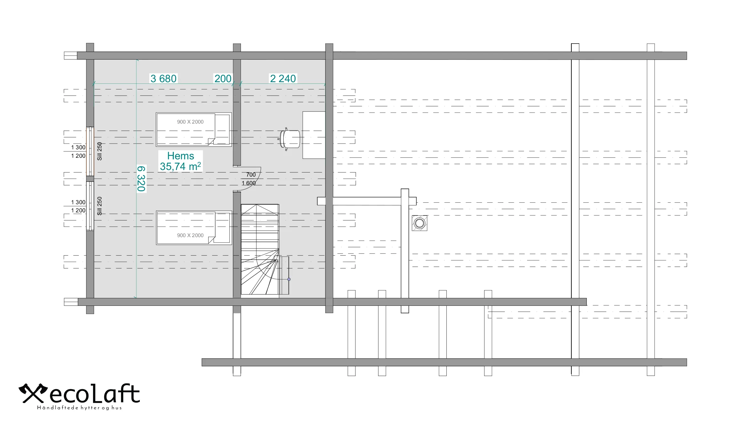Plantegning LOFT — Ecolaft Emma
