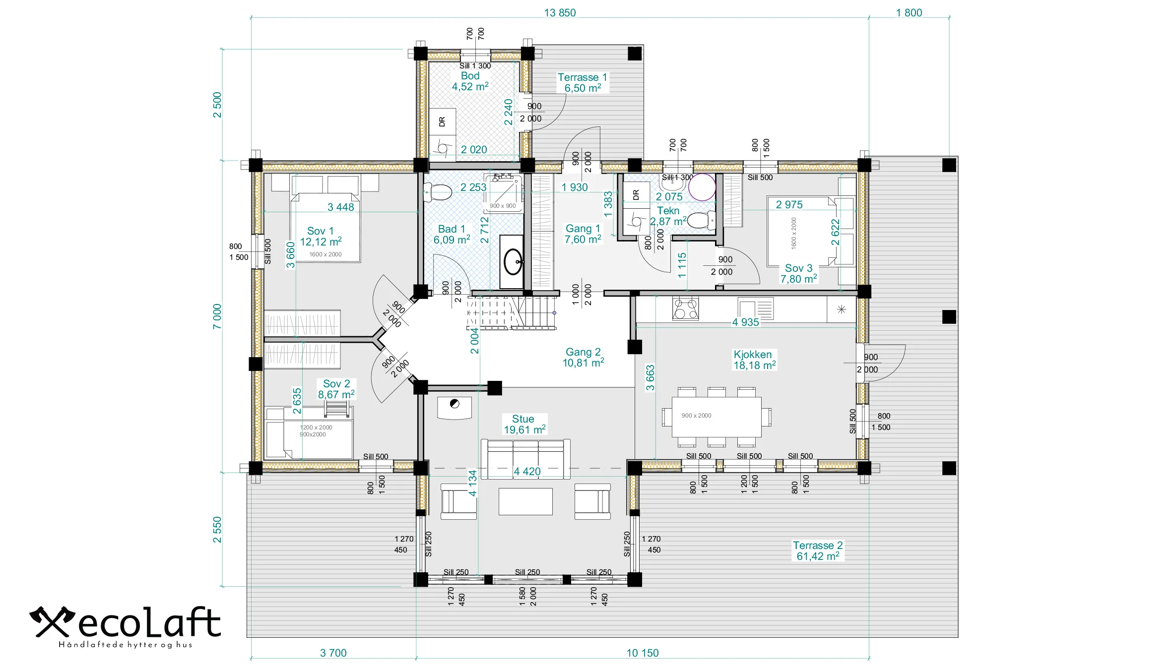 Plantegning 1. ETG — Ecolaft Panorama