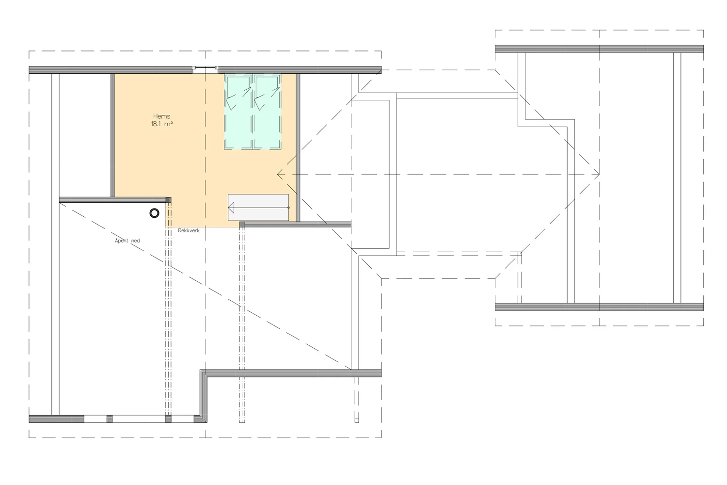 Plantegning 2. ETG — Eiken Hytter Modell 1208