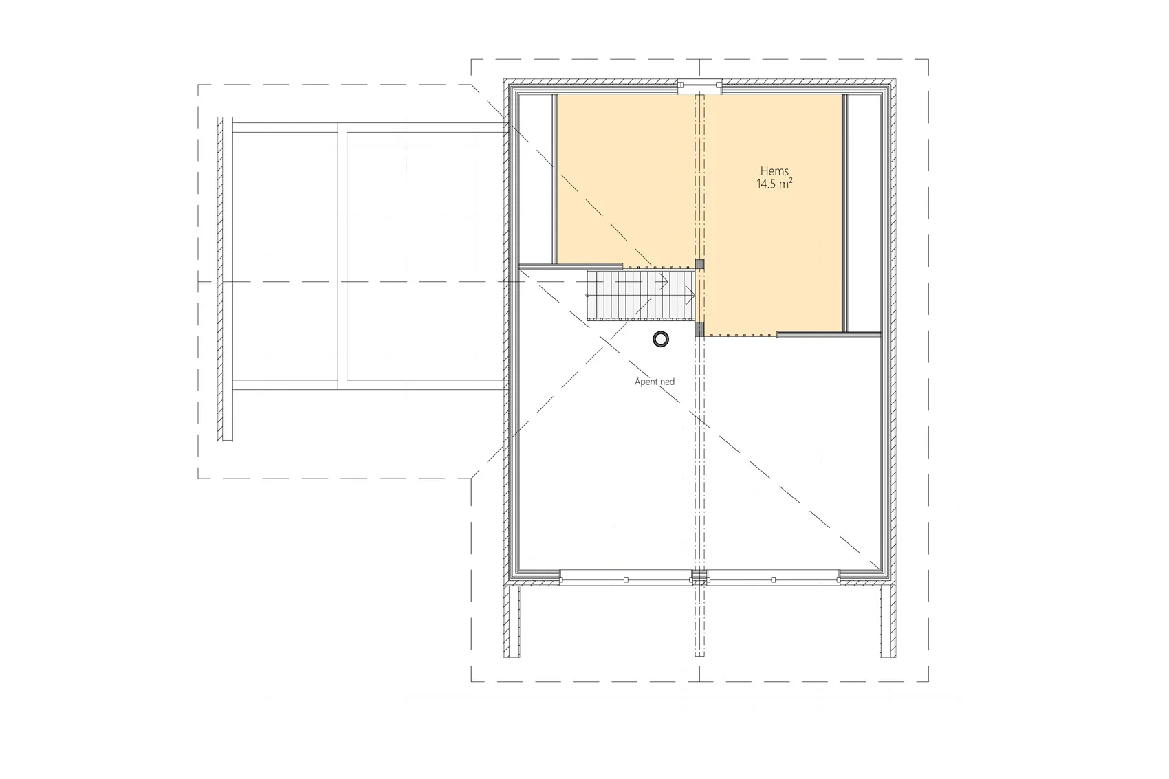 Plantegning LOFT — Eiken Hytter Modell 160