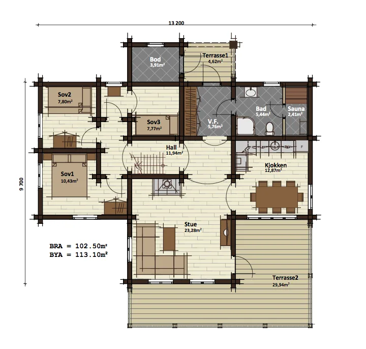 Plantegning 1. ETG — Latlaft Anna