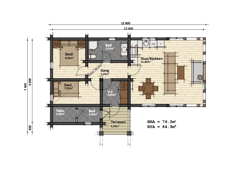 Plantegning 1. ETG — Latlaft Diana - M