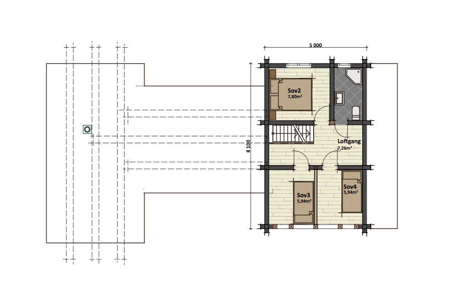 Plantegning LOFT — Latlaft Eva - M