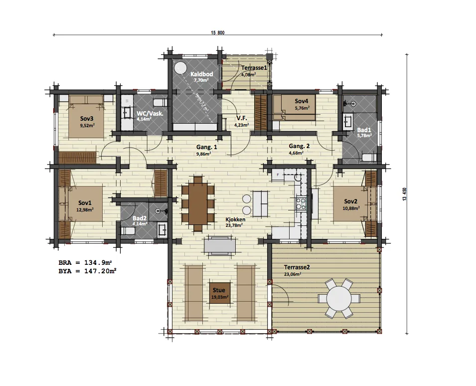 Plantegning 1. ETG — Latlaft Hanna - M