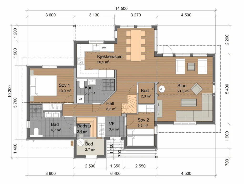 Plantegning 1. ETG — Lugn Hytter Fjelltun med oppstue