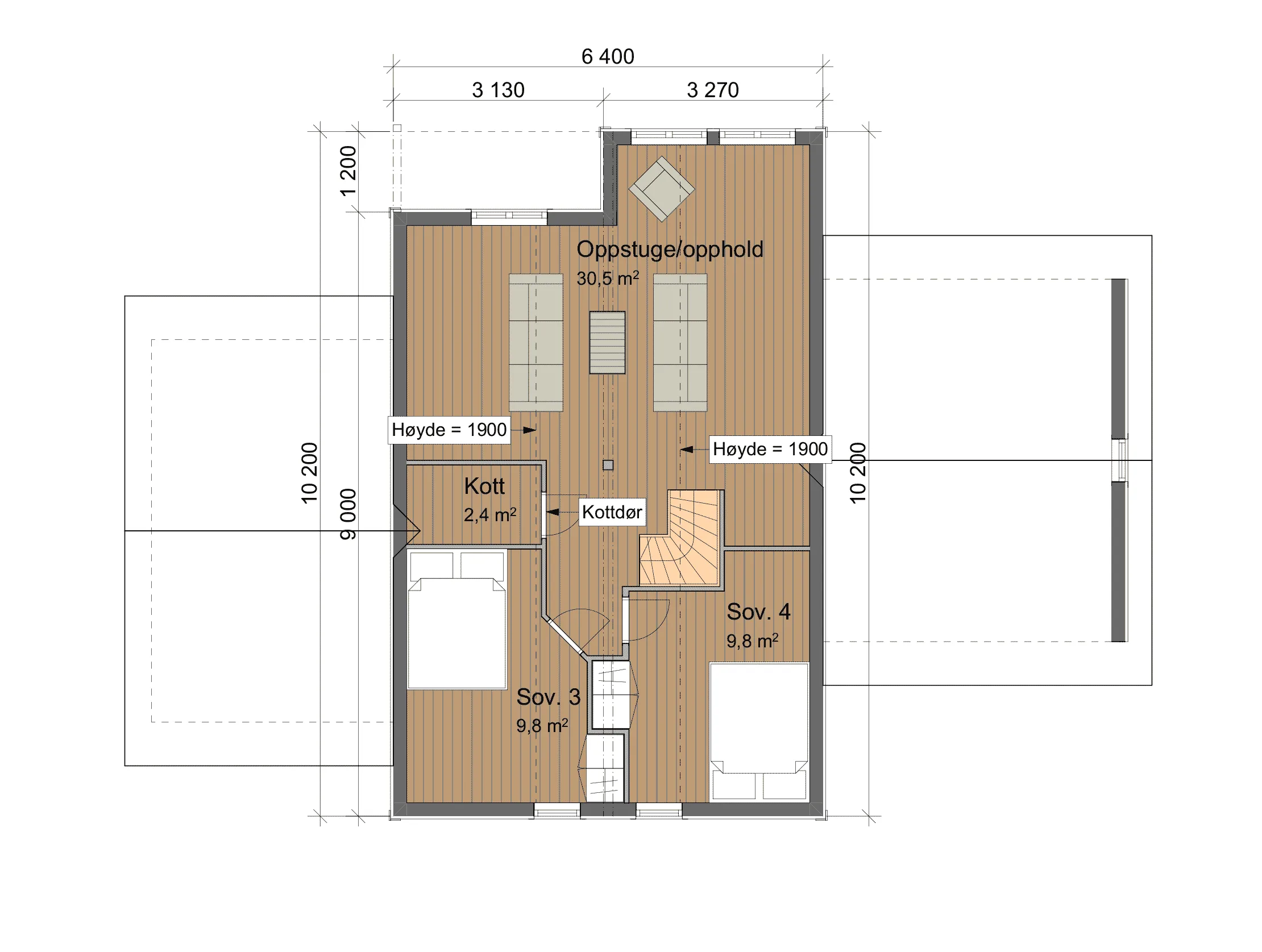 Plantegning 2. ETG — Lugn Hytter Fjelltun med oppstue