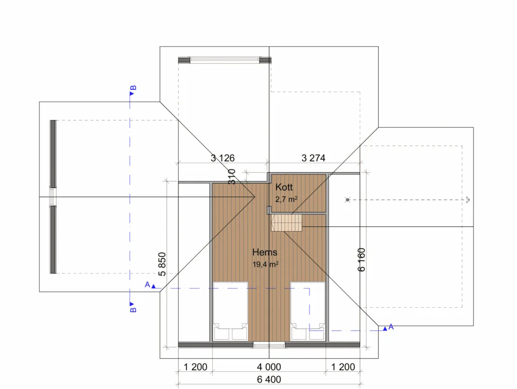 Plantegning LOFT — Lugn Hytter Fjelltun