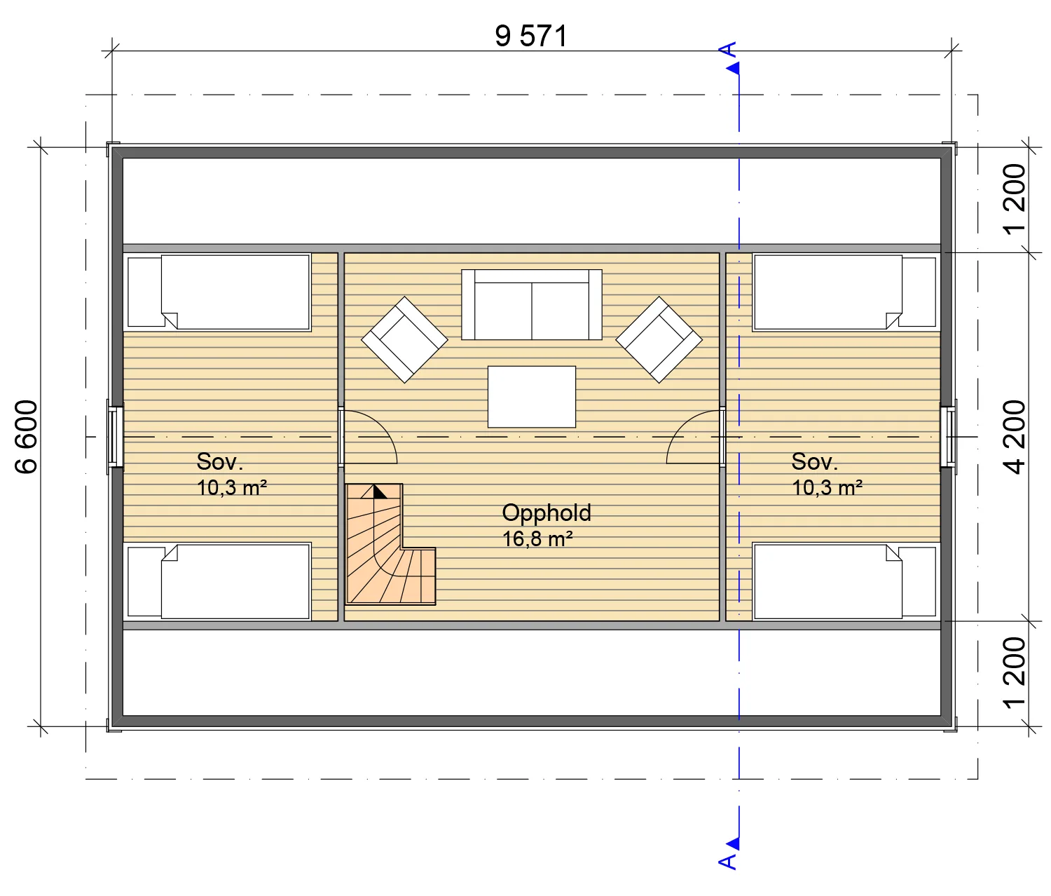Plantegning LOFT — Lugn Hytter Kornblomst