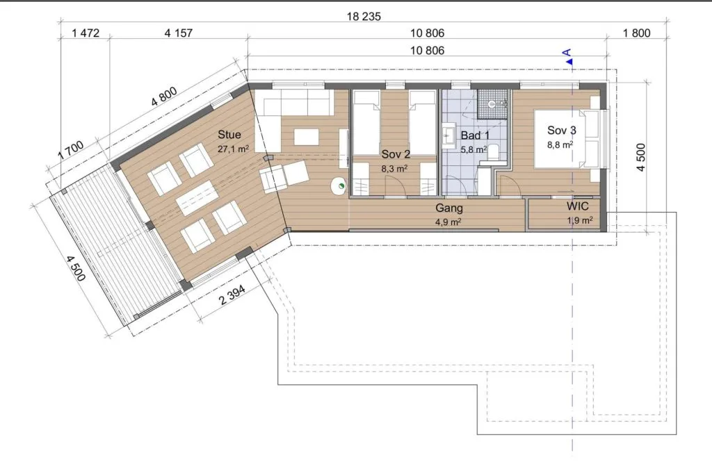 Plantegning 2. ETG — Lugn Hytter Mariklokke