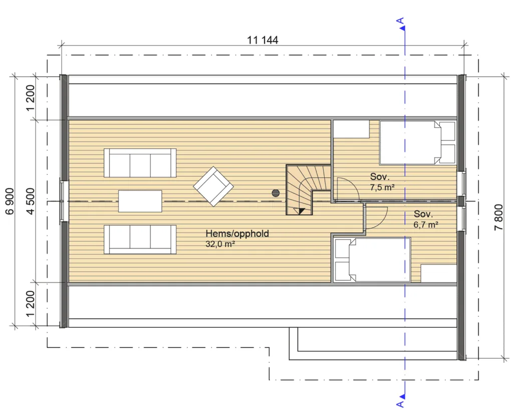 Plantegning LOFT — Lugn Hytter Skogsveve