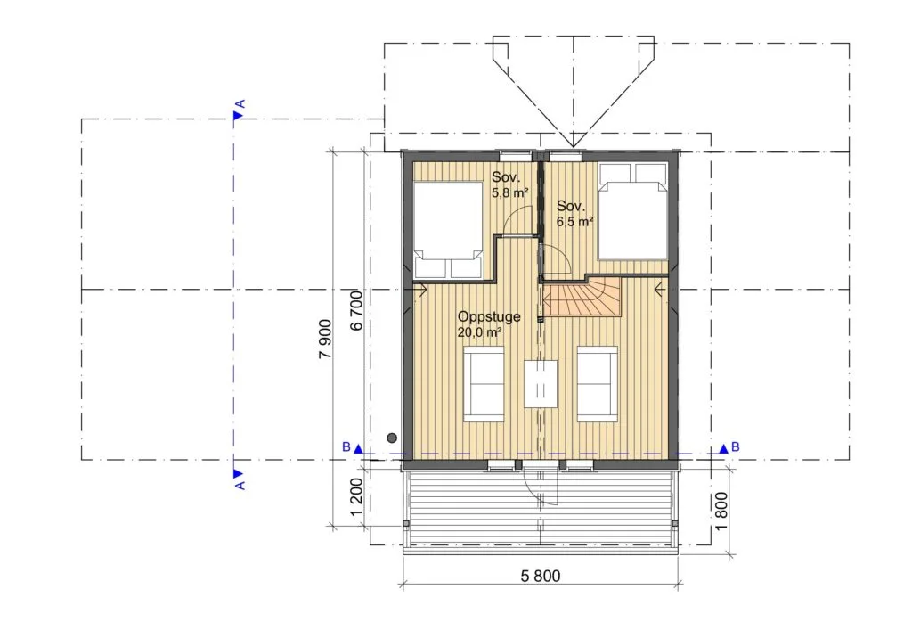 Plantegning 2. ETG — Lugn Hytter Tyrihjelm