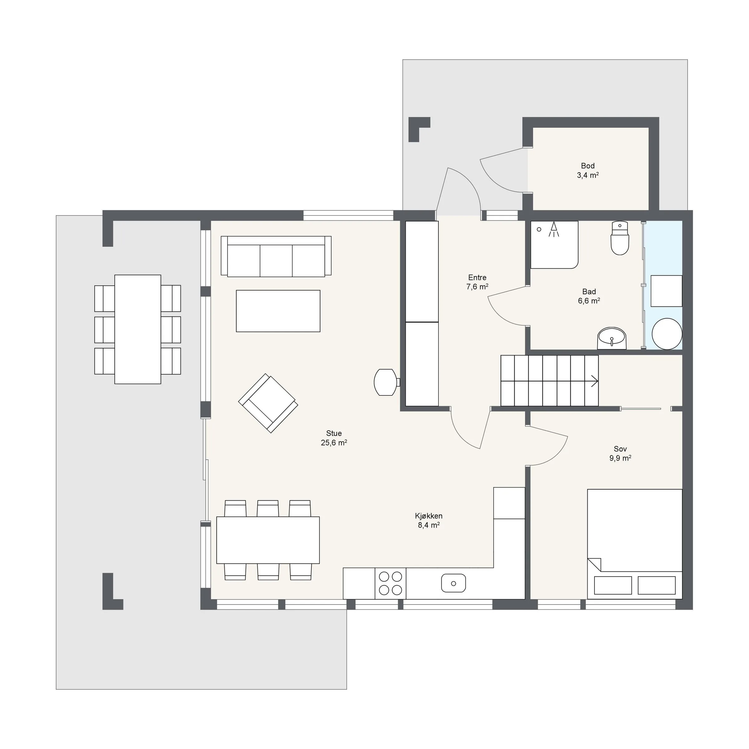 Plantegning 1. ETG — Mesterhus Trysil 3