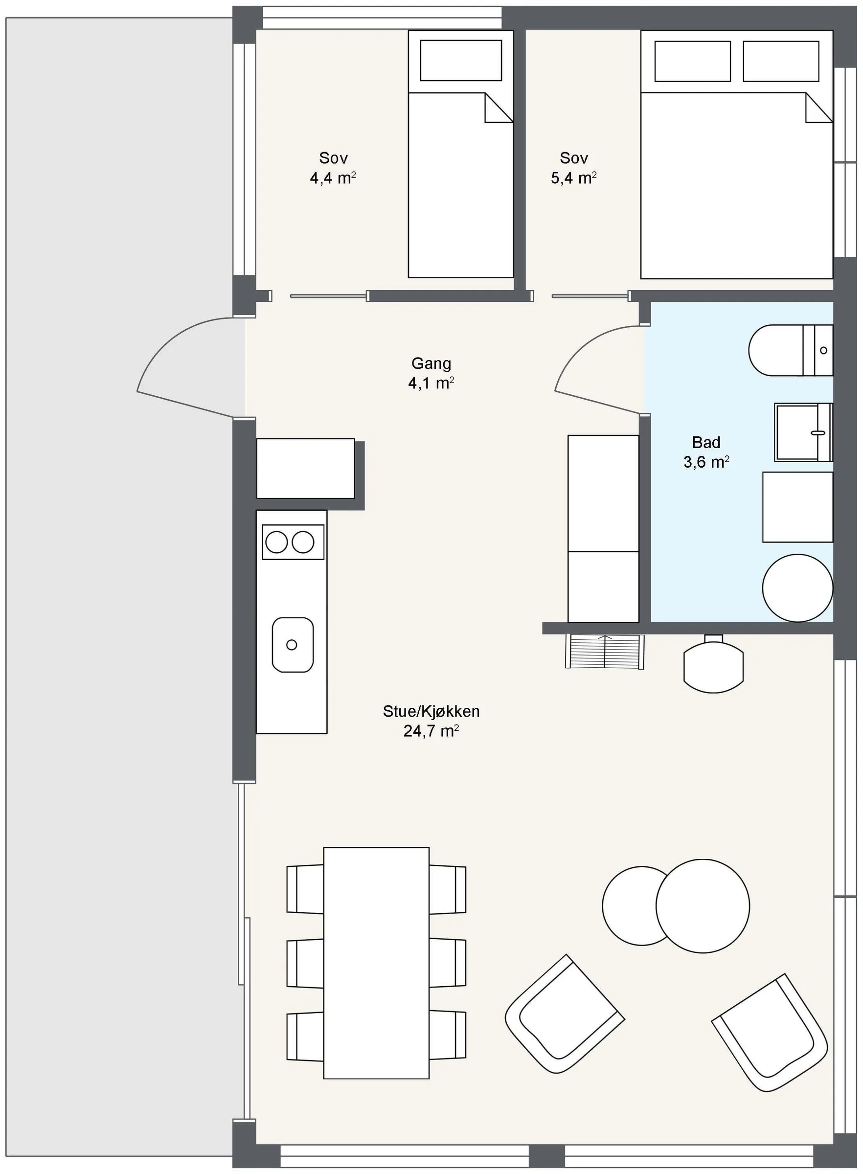 Plantegning 1. ETG — Mesterhus Vaag