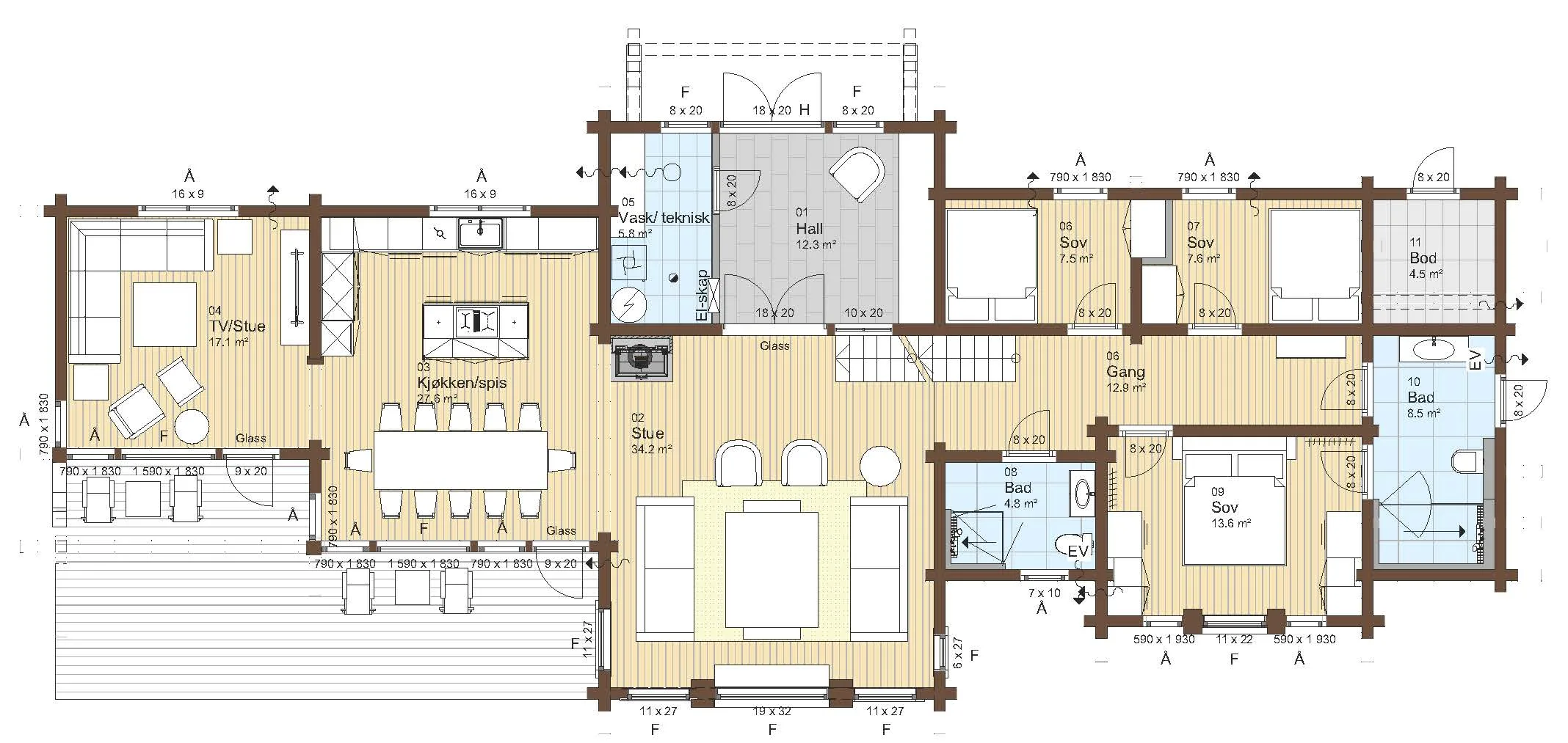 Plantegning 1. ETG — Østlaft Chamonix