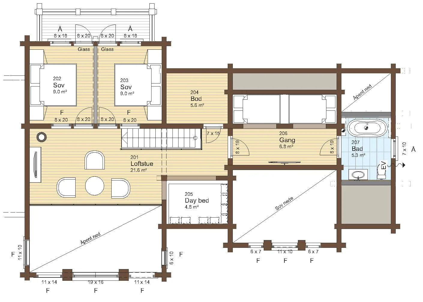 Plantegning 2. ETG — Østlaft Chamonix