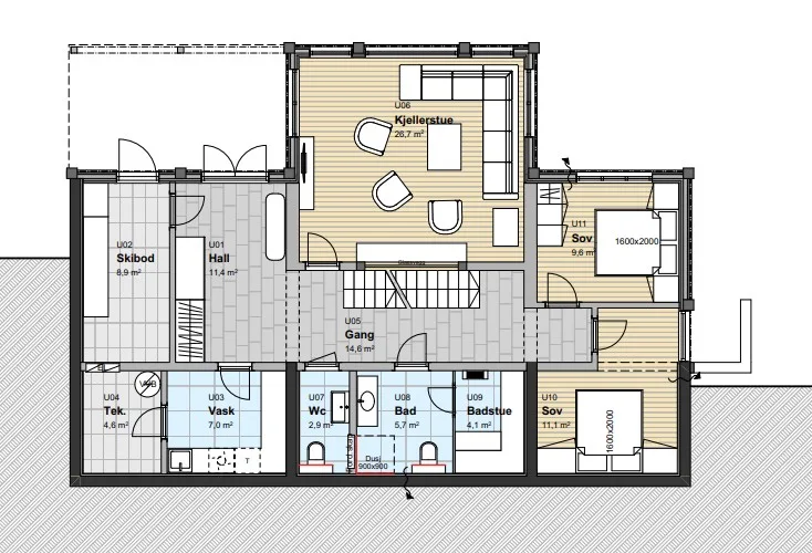 Plantegning U.ETG — Østlaft St. Moritz sokkel