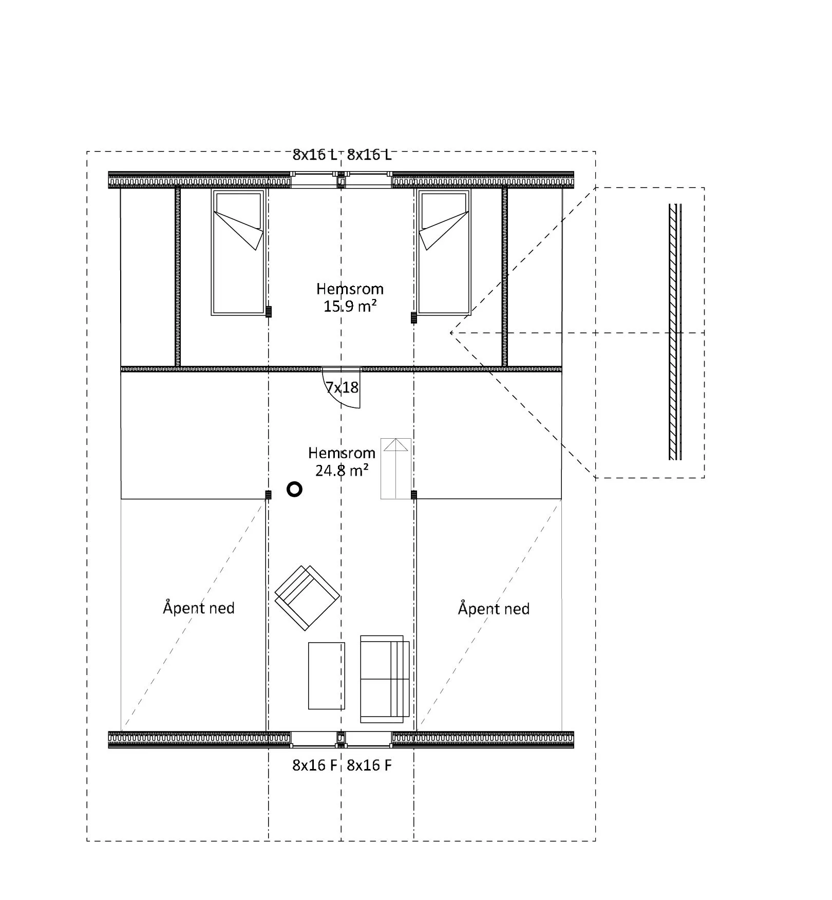 Plantegning 2. ETG — Ranahytta Håøy