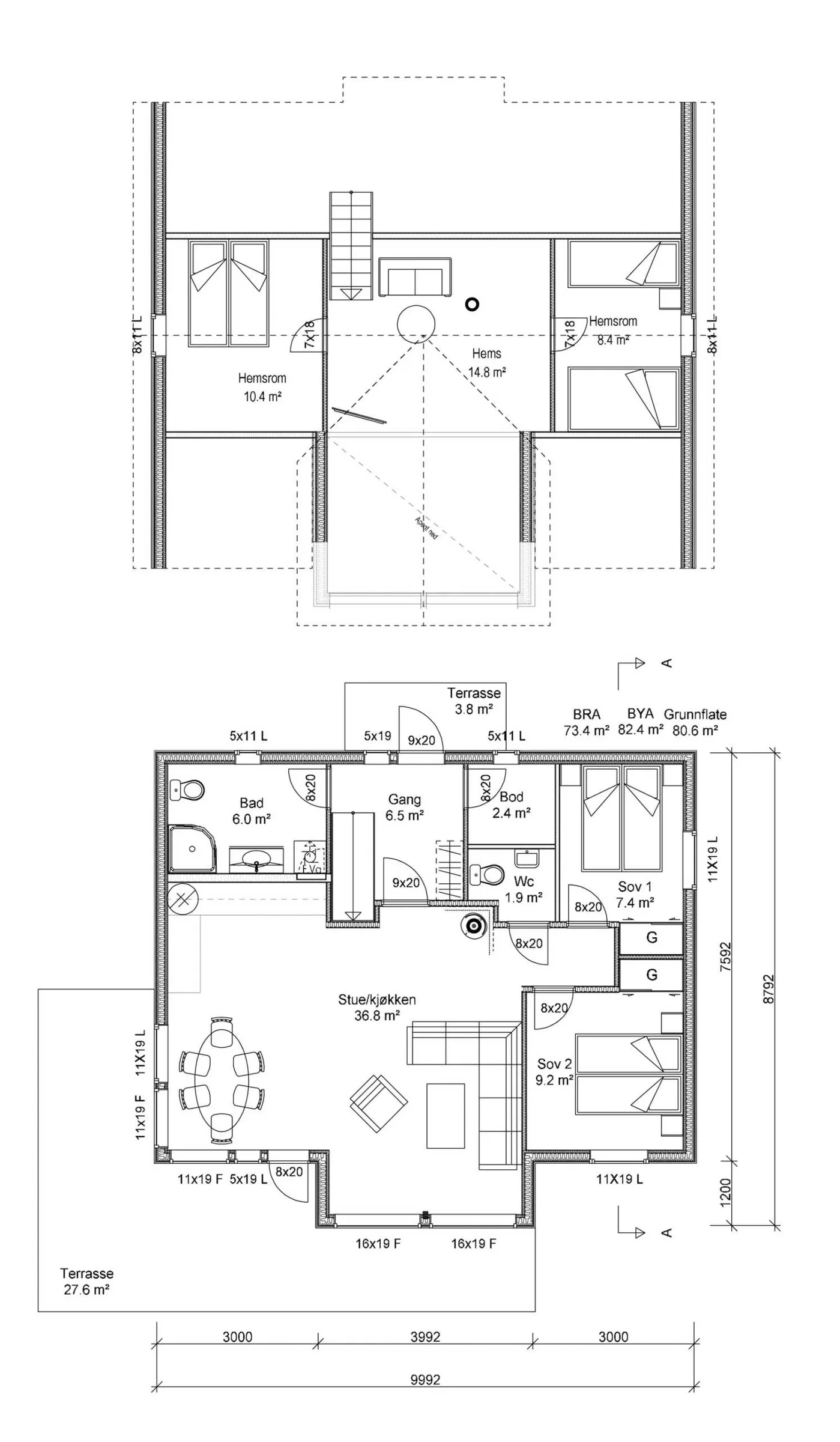 Plantegning PLAN — Ranahytta Lille Breitind