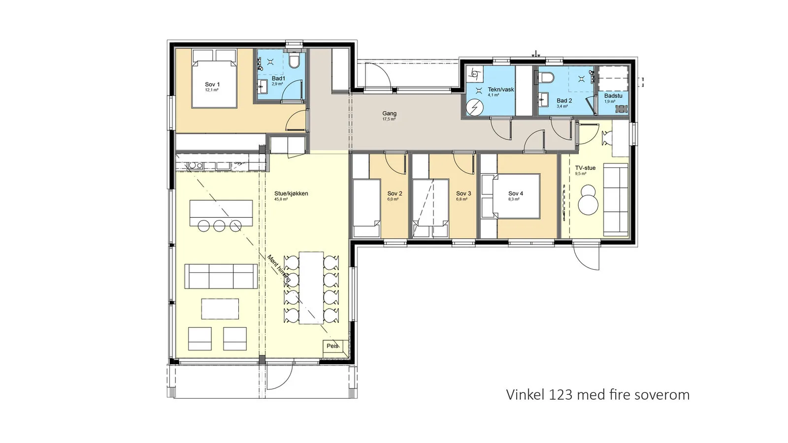 Plantegning 1. ETG — Sjemmedalhytta Sjemmedalhytta Vinkel 123