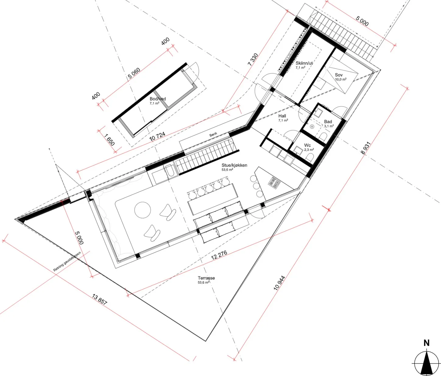 Plantegning 2. ETG — Tyrihanshytter Arkitekttegnet hytte i 2 etasjer (Gaustablikk)